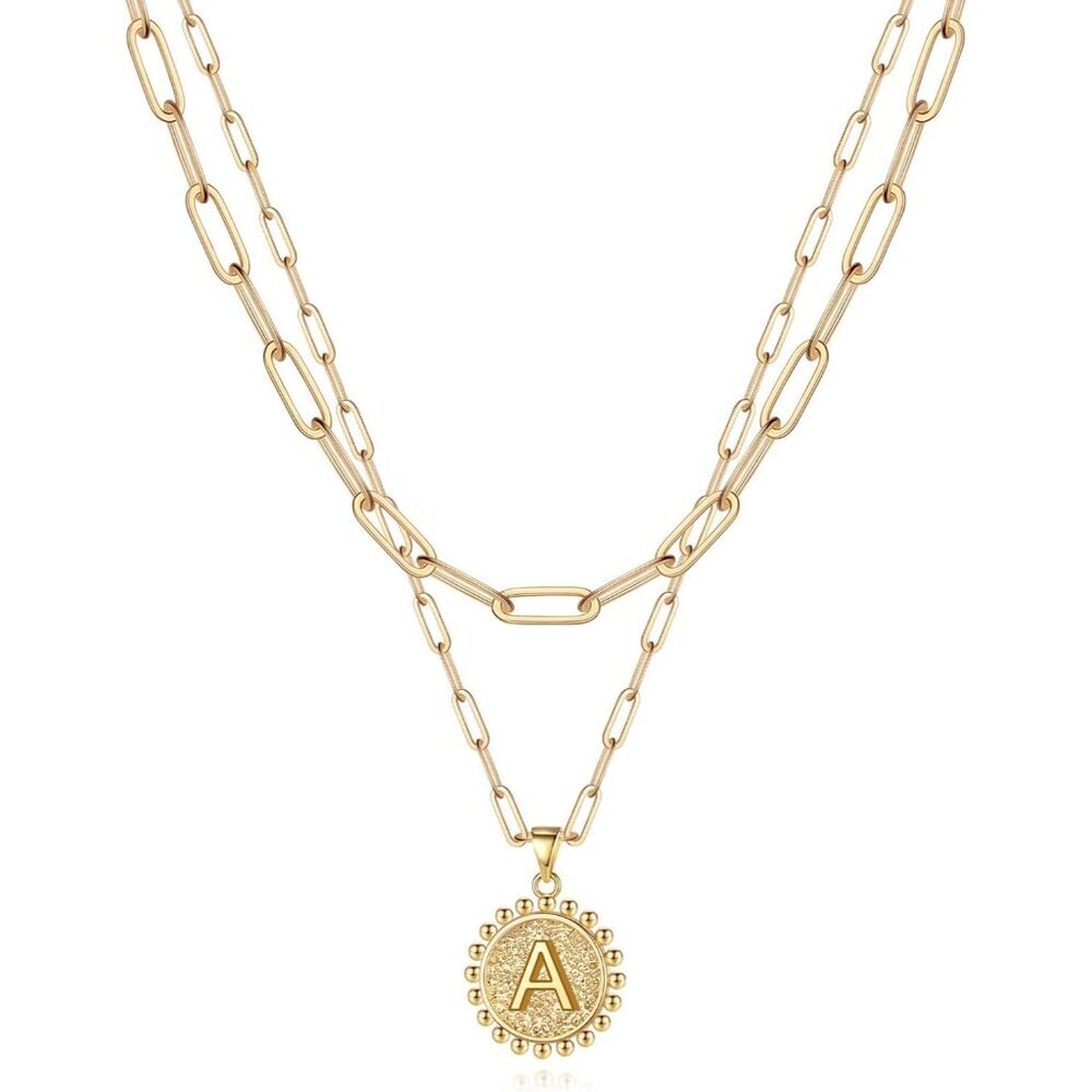 Valentines Gifts for Women - Gold Layered Initial Necklaces for Women 14K Gold P